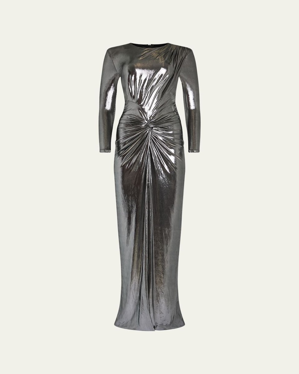 Fenella Metallic Long-Sleeve Twist Dress
